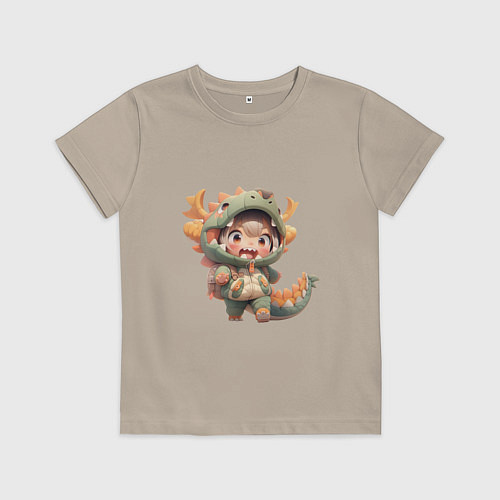 Детская футболка Ребенок в костюме дракона / Миндальный – фото 1