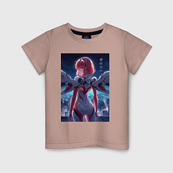 Футболка хлопковая детская Zero two - Darling in the Franxx - cyberpunk, цвет: пыльно-розовый