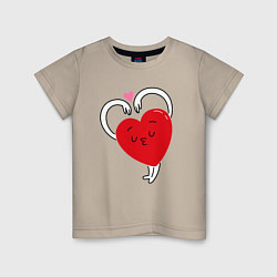 Футболка хлопковая детская Love hands, цвет: миндальный