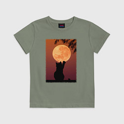 Детская футболка Кот трогает луну
