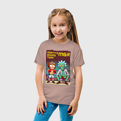 Футболка хлопковая детская Mortys boxing team - ai art fantasy, цвет: пыльно-розовый — фото 2