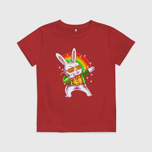 Детская футболка Rainbow rabbit / Красный – фото 1