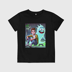 Детская футболка Морти и призрак Рика Санчеса - нейроарт фантазия