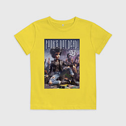 Футболка хлопковая детская Barbie - punks not dead meme, цвет: желтый
