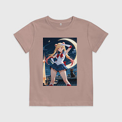 Футболка хлопковая детская Марин Китагава косплей Сейлор Мун, цвет: пыльно-розовый