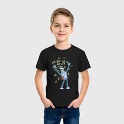 Футболка хлопковая детская Бендер с кучей денег: Футурама, цвет: черный — фото 2