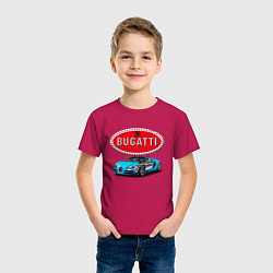 Футболка хлопковая детская Bugatti - motorsport, цвет: маджента — фото 2