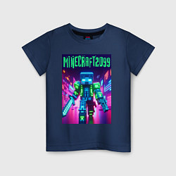 Футболка хлопковая детская Minecraft 2099 - neon glow fantasy, цвет: тёмно-синий