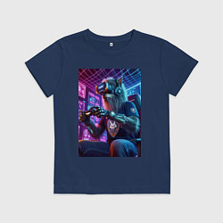 Футболка хлопковая детская Крутой волчара - киберспорт, цвет: тёмно-синий