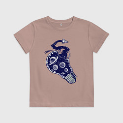 Футболка хлопковая детская Космическая лампочка, цвет: пыльно-розовый