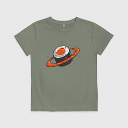 Футболка хлопковая детская Ролл сатурн, цвет: авокадо