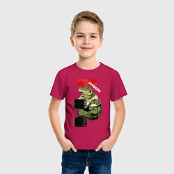 Футболка хлопковая детская GYM fitness - crocodile, цвет: маджента — фото 2