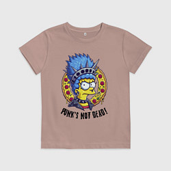 Футболка хлопковая детская Мардж Симпсон на фоне пиццы - панк жив, цвет: пыльно-розовый