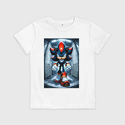 Футболка хлопковая детская Ежик Шедоу сурово идёт, цвет: белый