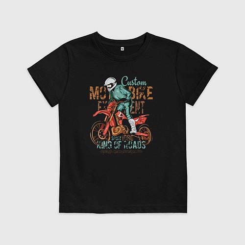 Детская футболка Кроссовый мотоцикл / Черный – фото 1