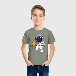 Футболка хлопковая детская Saturn football, цвет: авокадо — фото 2