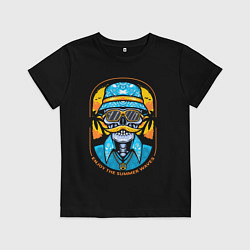 Футболка хлопковая детская Скелет в очках, цвет: черный
