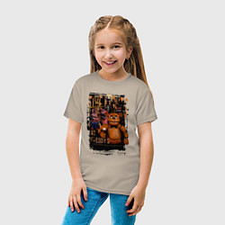 Футболка хлопковая детская Аниматроники из Five Nights at Freddys, цвет: миндальный — фото 2