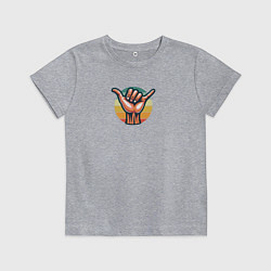 Футболка хлопковая детская Приветственный жест Шака или Джамбо, цвет: меланж
