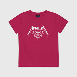 Футболка хлопковая детская Metallica - crazy skull, цвет: маджента