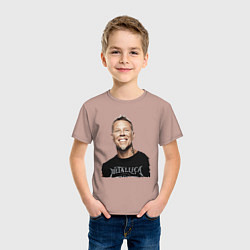 Футболка хлопковая детская James Alan Hetfield - Metallica leader, цвет: пыльно-розовый — фото 2