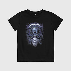 Футболка хлопковая детская Металлика - девушка в виртуальном шлеме, цвет: черный