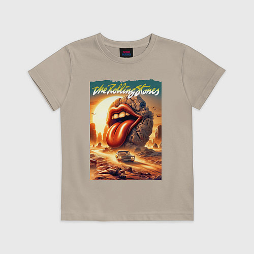 Детская футболка Rolling Stones - stylization of the logo / Миндальный – фото 1