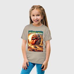 Футболка хлопковая детская Rolling Stones - stylization of the logo, цвет: миндальный — фото 2