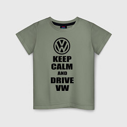 Футболка хлопковая детская Keep Calm & Drive VW, цвет: авокадо