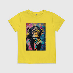 Футболка хлопковая детская Cute monkey, цвет: желтый