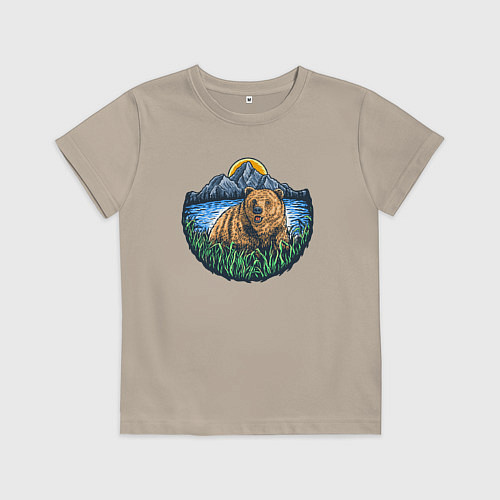 Детская футболка Медведь на природе / Миндальный – фото 1