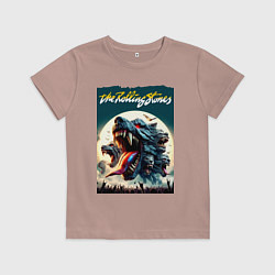 Футболка хлопковая детская Волки Роллинг Стоунз - фантазия, цвет: пыльно-розовый