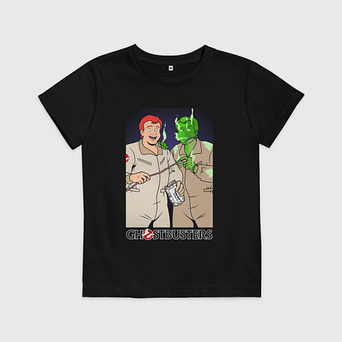 Детская футболка Ghostbusters - Ray and his clone ghost / Черный – фото 1
