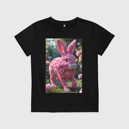 Детская футболка Кролик из роз / Черный – фото 1