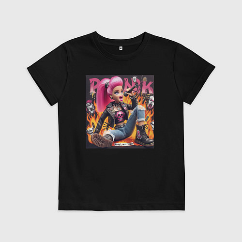 Детская футболка Barbie singer - punks not dead / Черный – фото 1