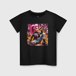 Футболка хлопковая детская Barbie singer - punks not dead, цвет: черный