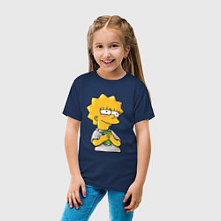Футболка хлопковая детская Лиза с деньгами, цвет: тёмно-синий — фото 2