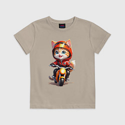 Футболка хлопковая детская Мотокиса, цвет: миндальный