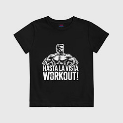 Футболка хлопковая детская Arnold - hasta la vista workout, цвет: черный
