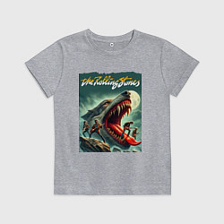 Футболка хлопковая детская Rolling Stones - wolfs mouth, цвет: меланж