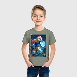 Футболка хлопковая детская Марин Китагава косплей Dragon Ball, цвет: авокадо — фото 2