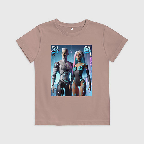 Детская футболка Barbie and Ken - cyber fantasy / Пыльно-розовый – фото 1