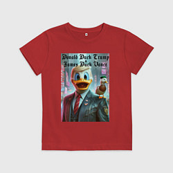Футболка хлопковая детская Donald Duck Trump and James Duck Vance, цвет: красный