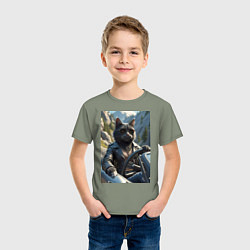 Футболка хлопковая детская Кот за рулем кабролета, цвет: авокадо — фото 2