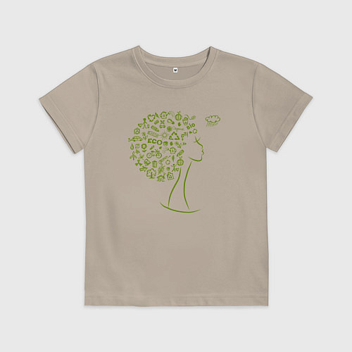 Детская футболка Эко девчонка / Миндальный – фото 1