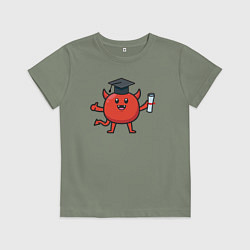 Футболка хлопковая детская Дьяволёнок выпускник, цвет: авокадо