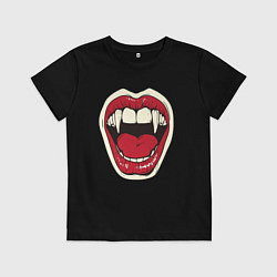 Футболка хлопковая детская Клыки вампира, цвет: черный