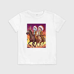 Детская футболка Индейцы Рик и Морти скачут на лошадях