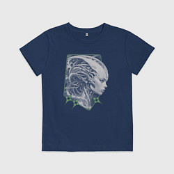 Футболка хлопковая детская Внеземная кибер-девушка, цвет: тёмно-синий