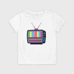Футболка хлопковая детская Старый телевизор, цвет: белый